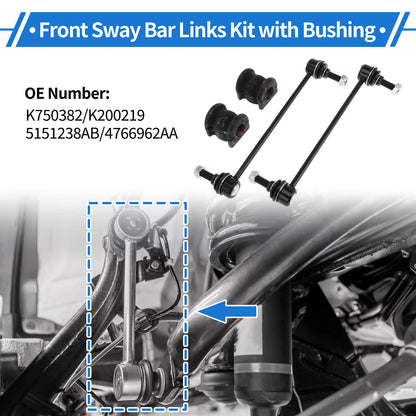Set of 2 Front Stabilizer Bar Links with Bushings for Dodge Journey (2009–2020) No.K750382
