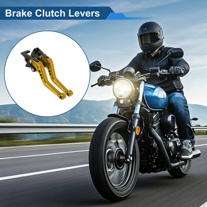 6 Position Adjustable Brake Clutch Levers for Kawasaki Ninja 400R (2011) Gold