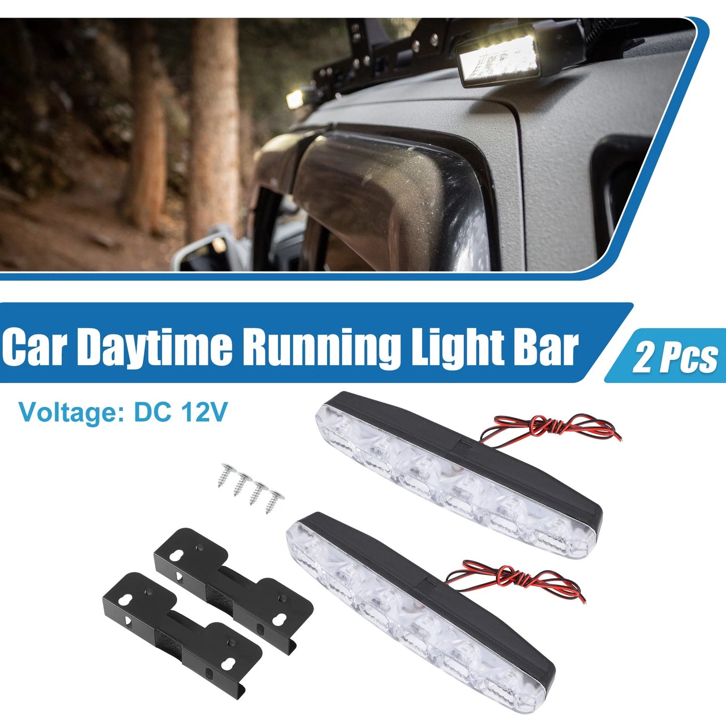 Set of 2 6-LED Daytime Running Light Bar for Car
