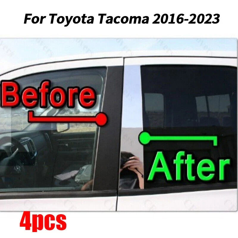 4PCS Chrome Pillar Trim Door Cover Mirrored Post for Toyota Tacoma (2016–2023)