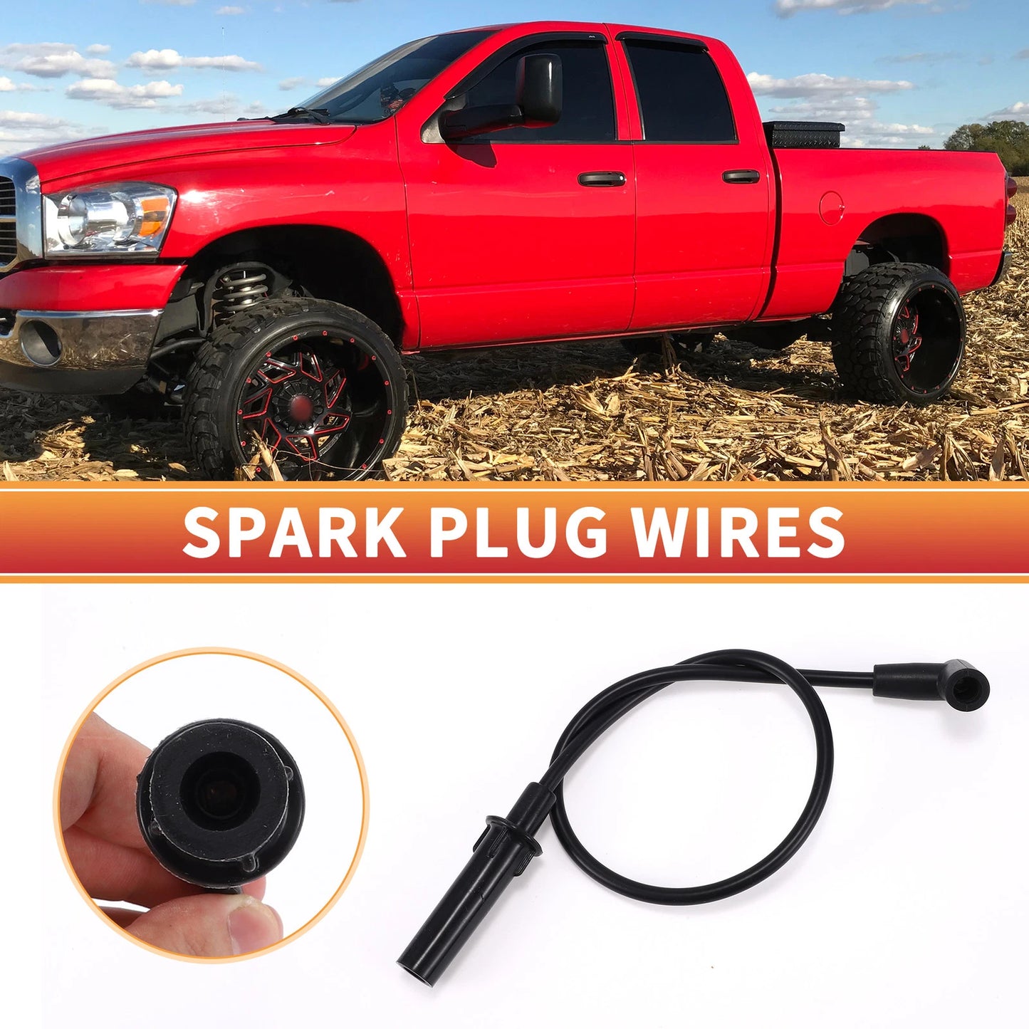 7 Pcs Spark Plug Wire Ignition Coil Cable No. 4728037AC for Dodge Dakota (1999–2003)