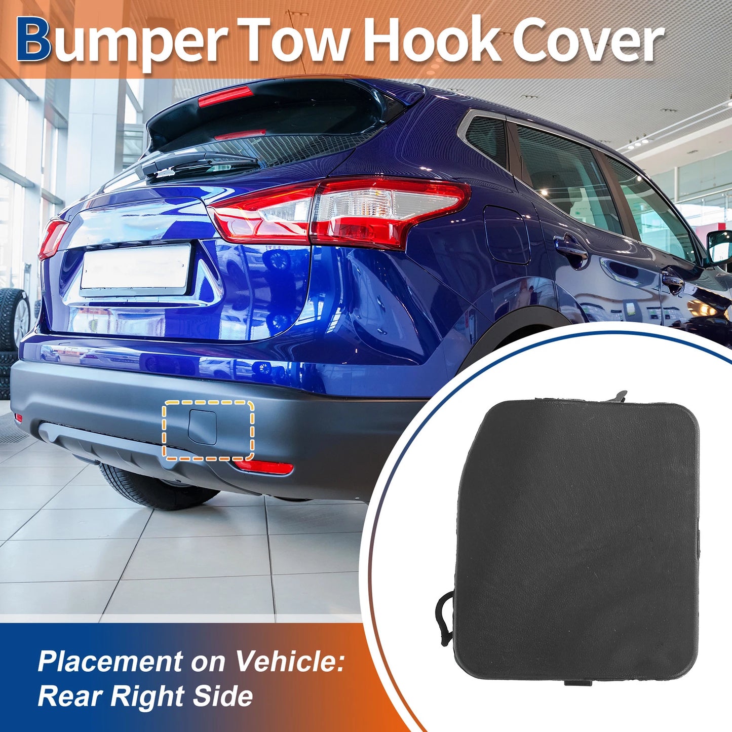 Rear Car Bumper Tow Hook Cover for Nissan Qashqai J11 (2014–2020) No.850714EA0A Unpainted