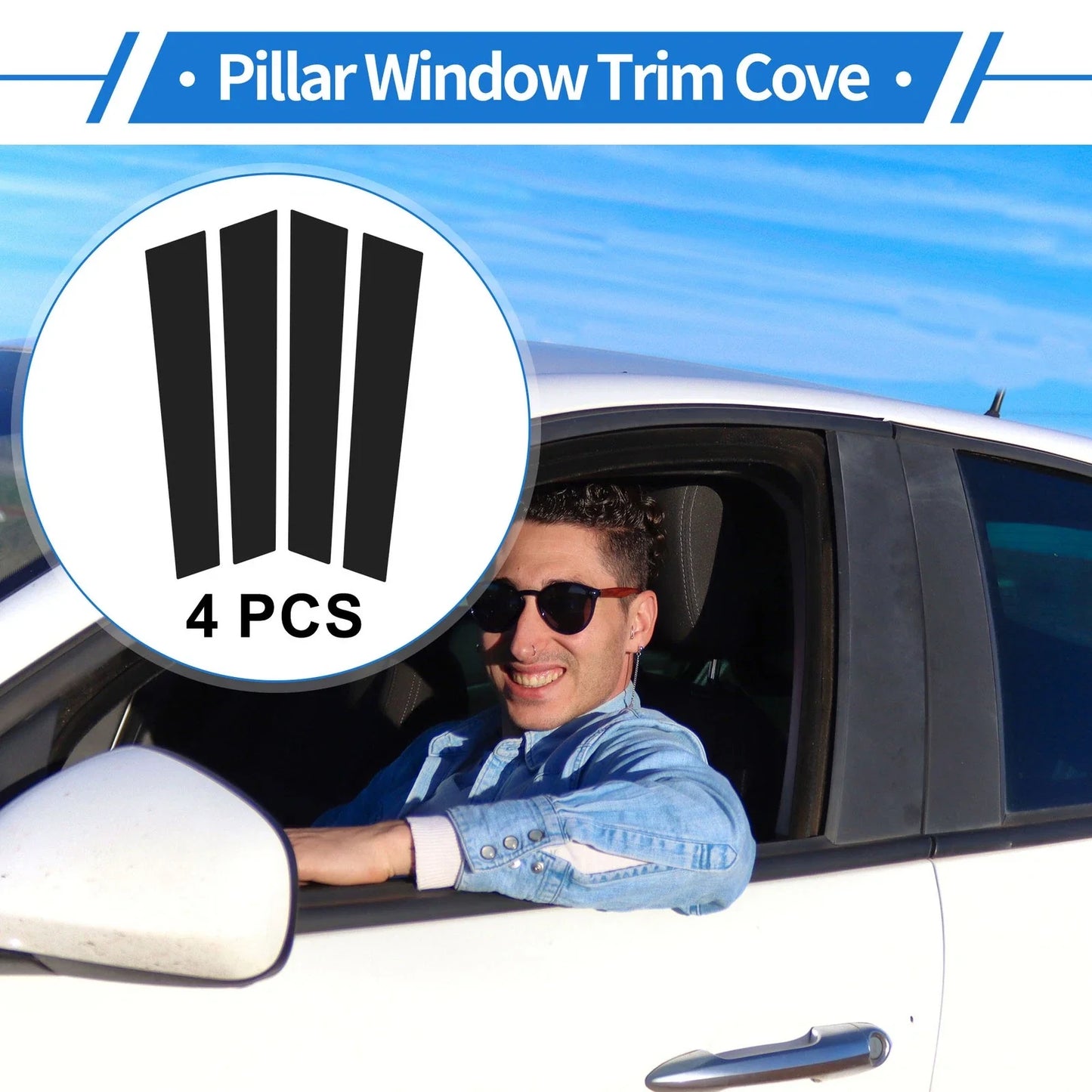 4 Pcs Door Pillar Window Trim for Porsche Panamera (2017-2021) Black