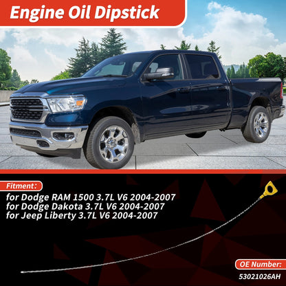 Oil Dipstick No. 53021026AH for Dodge Ram 1500 (2002–2008) Yellow Silver Tone