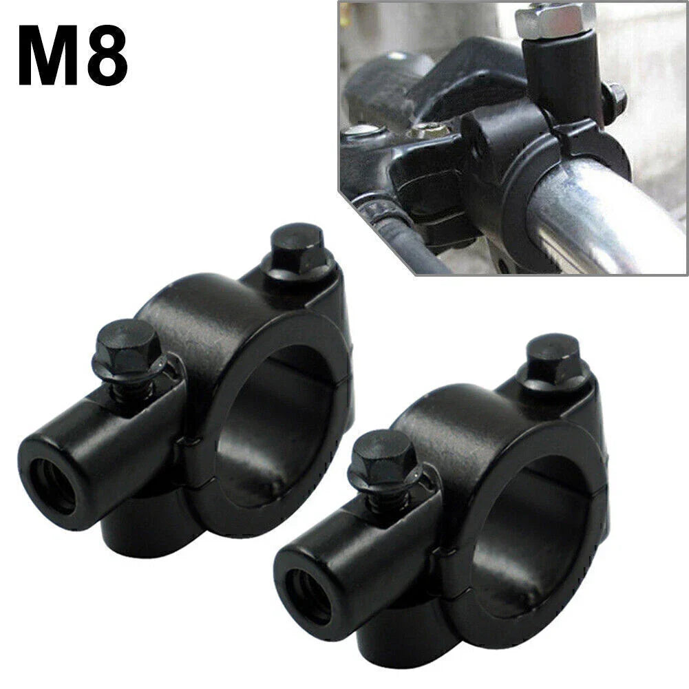25MM M8 Black Motorcycle Handlebar Mirror Mount Holder Clamp