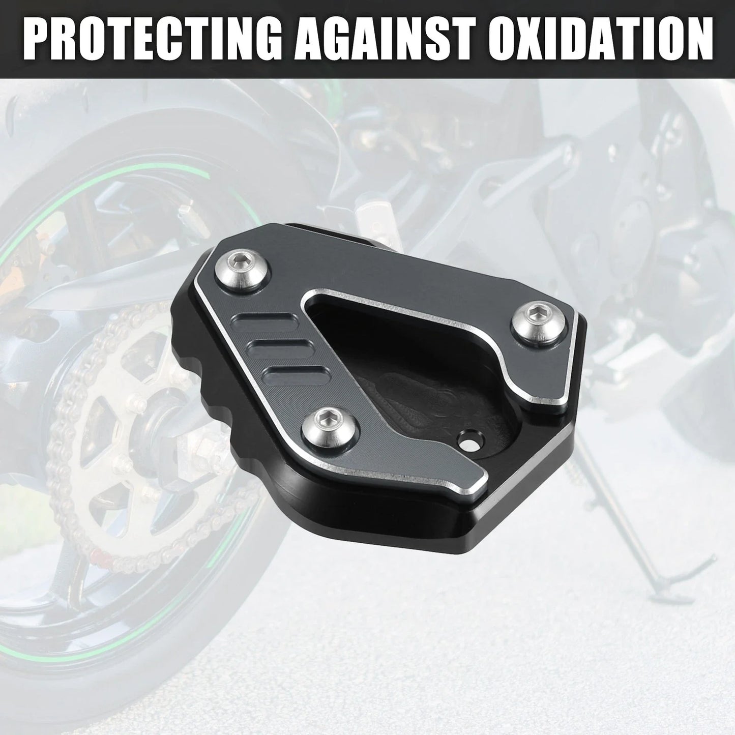 Set Aluminum Alloy Motorcycle Kickstand Pad for BMW S1000RR Titanium Tone