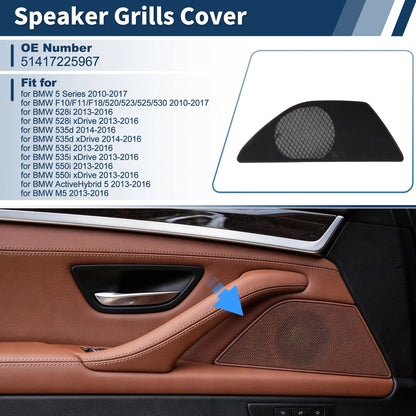 Speaker Grills Cover for BMW 5 Series (2010–2017) Left Door Plastic Black