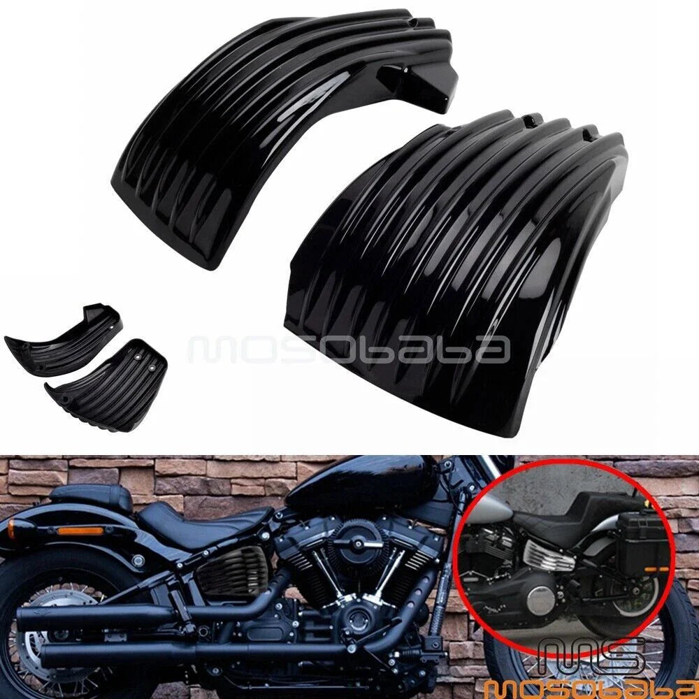 ABS Battery Side Cover Black Ribbed for Harley Softail Street Bob Low Rider (2018-2023)