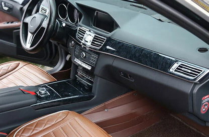 Black Wood Grain Console Panel Dashboard Cover for Benz E-Class (2014–2015)