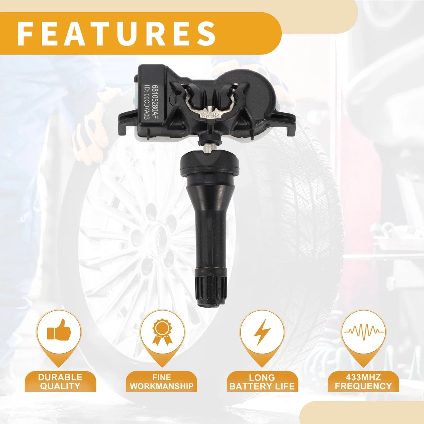 Tire Pressure Sensor 433MHz for Jeep Renegade (2015-2016) - 1 x Pcs
