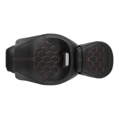 Black Driver Passenger Seat Red Stitching for Harley Touring CVO (2009-2023)