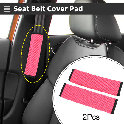 Set of 2 Rose Red Seat Belt Cover Pads for Universal Fit (23cm)