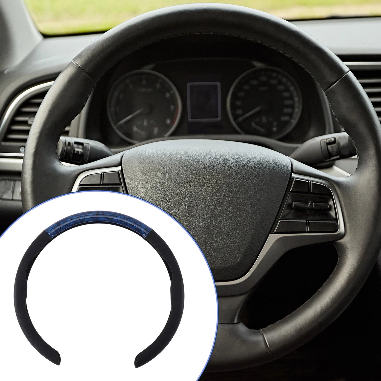 Steering Wheel Cover for Car 14.96" Light Blue Mahogany (Fits Various Models)
