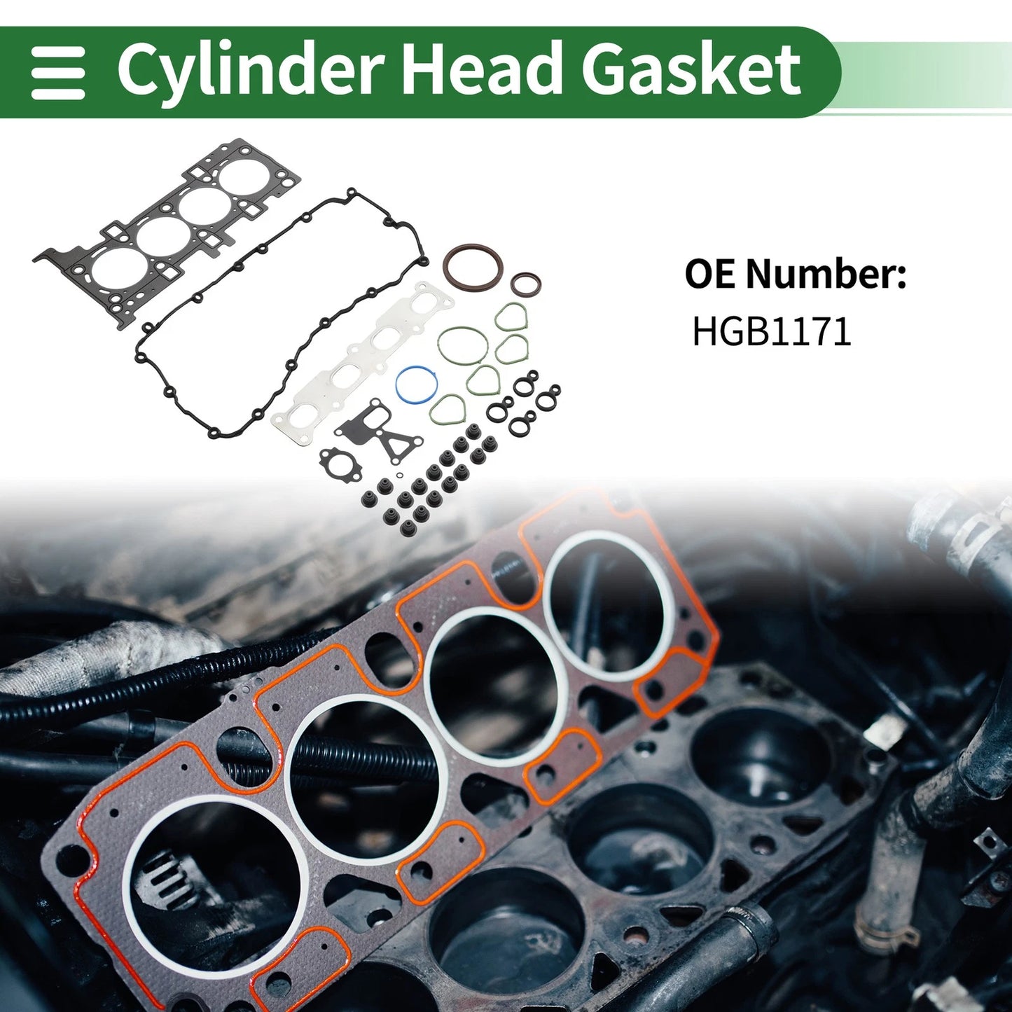 Set of 1 Cylinder Head Gasket for Jeep Cherokee (2014–2017) No.HGB1171