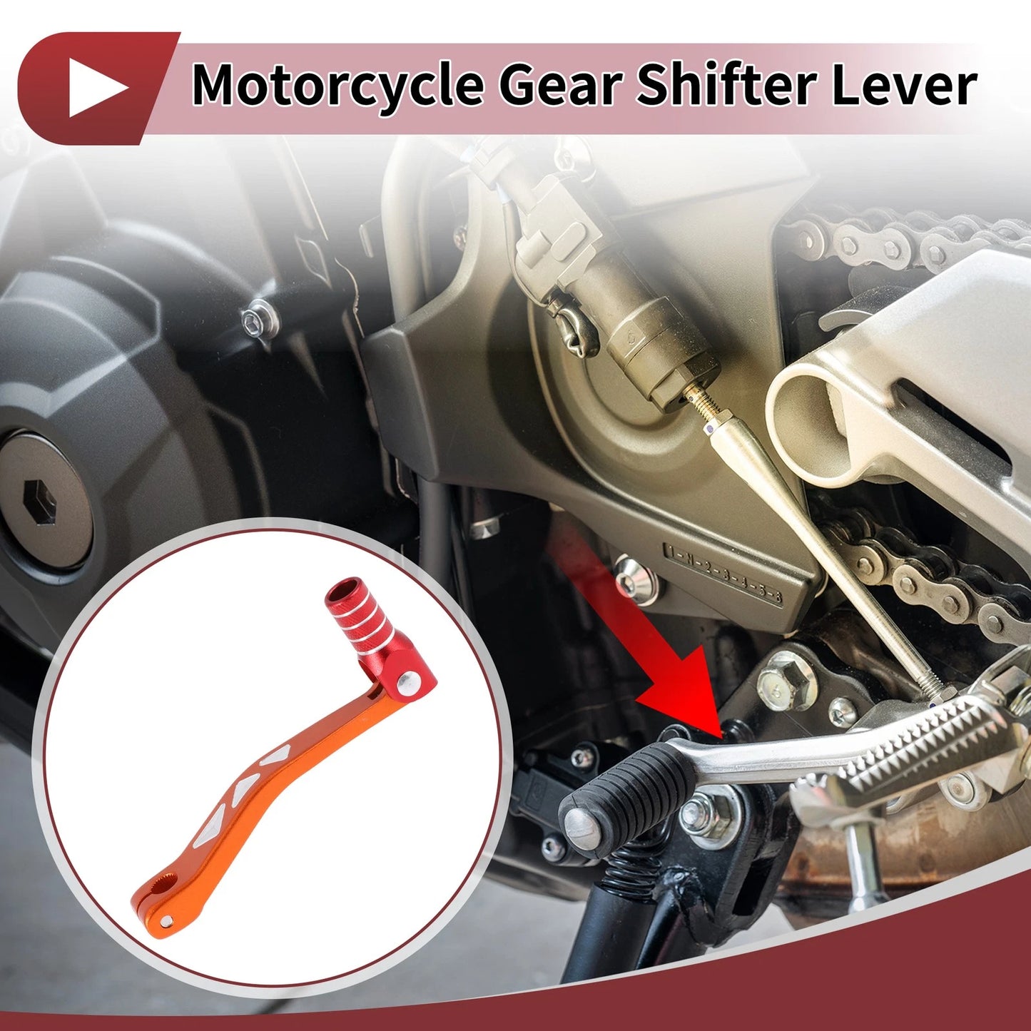 Folding Gear Shifter Levers for Yamaha TTR 50cc (2003–2023) - Orange/Red