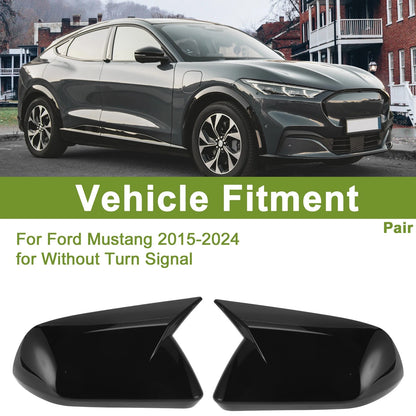 1 Pair Mirror Cover Cap for Ford Mustang (2015–2023) Gloss Black