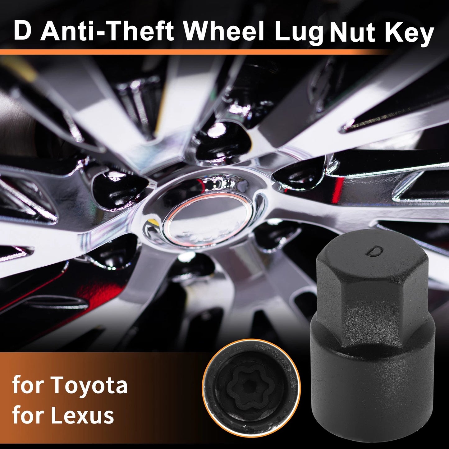 D Wheel Lock Lug Nut with Key Tool for Toyota Lexus