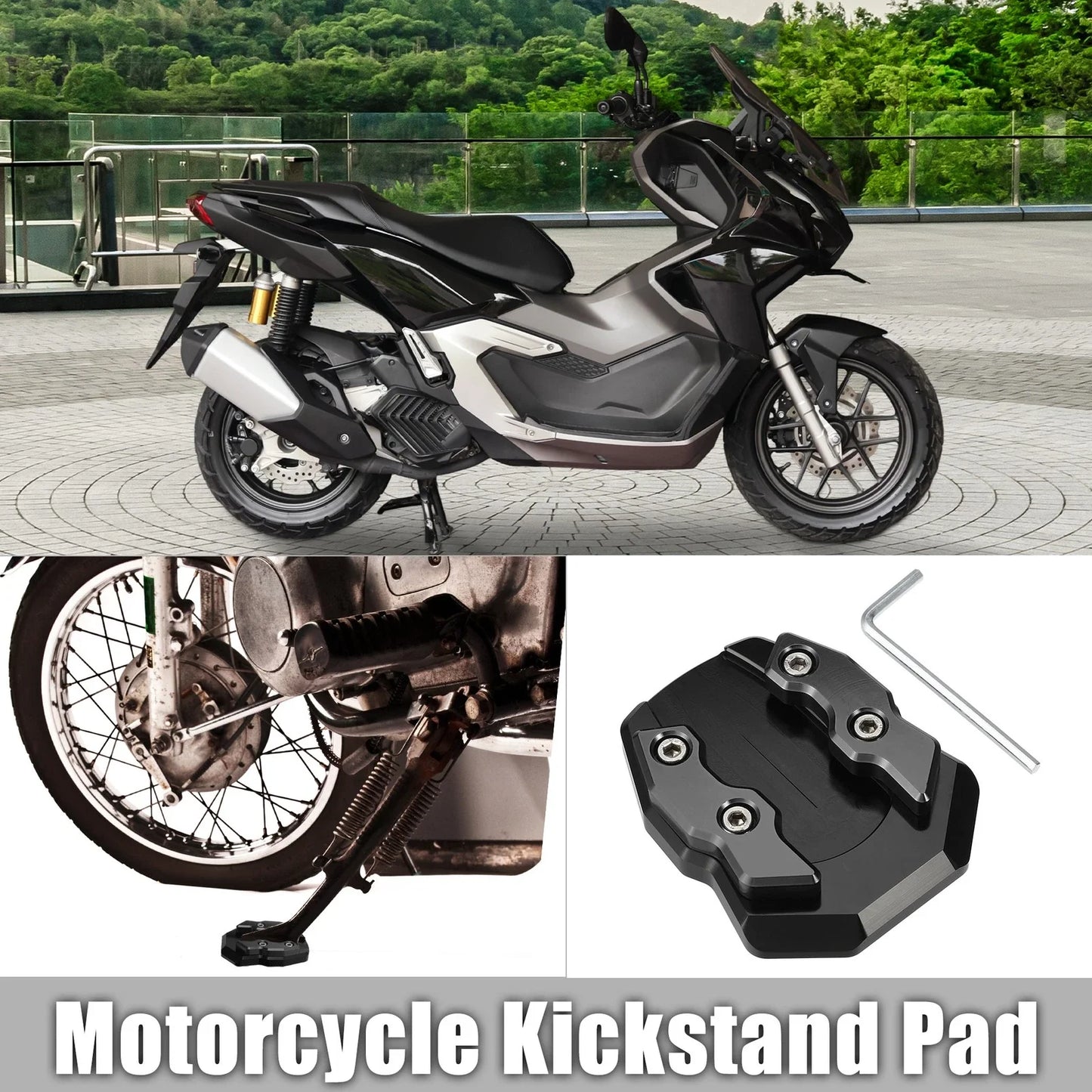 Kickstand Plate Pad for Honda Adv-160 2022 with Wrench - Black