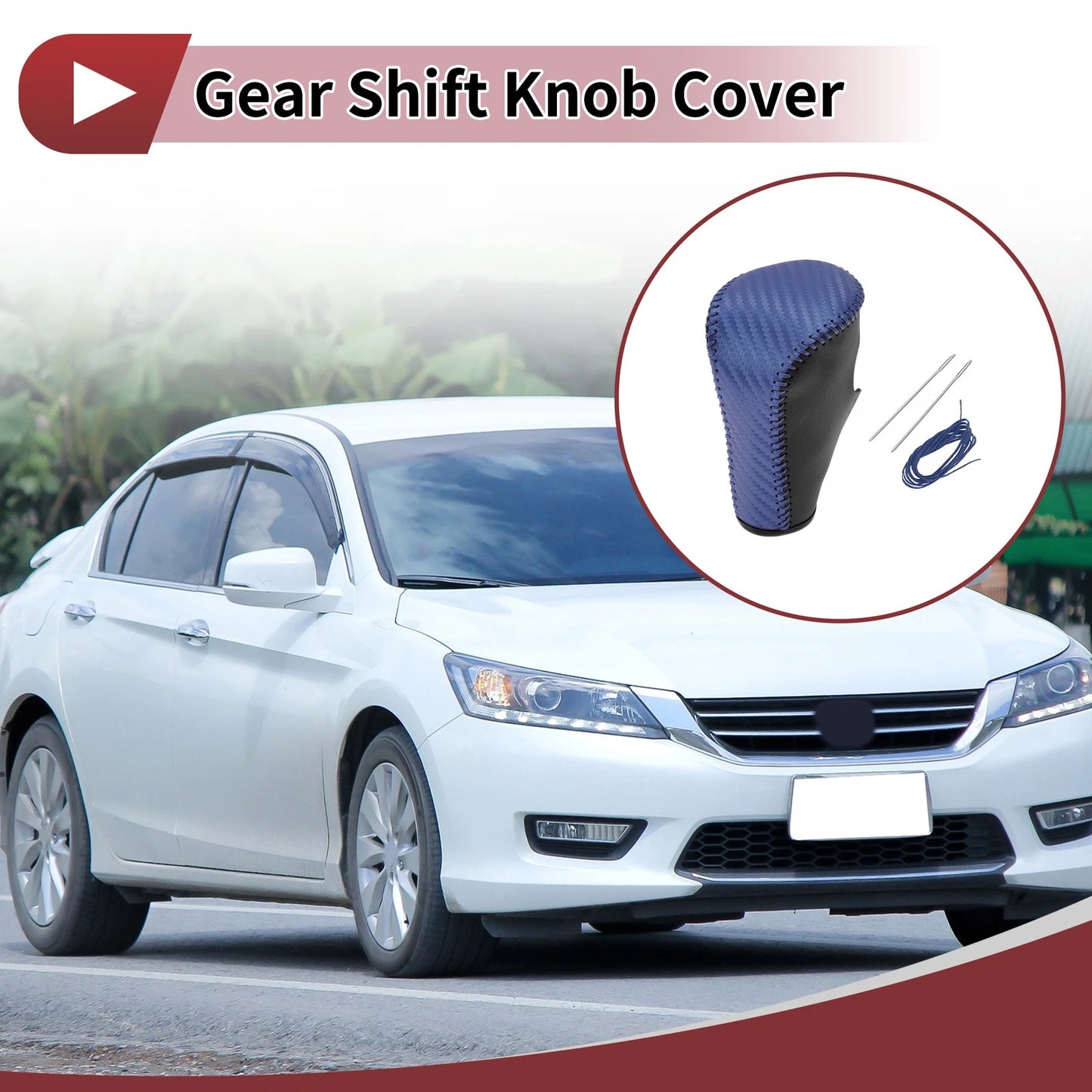 Gear Shift Knob Cover for Honda Accord 8 (2008–2012) Black Blue Leather