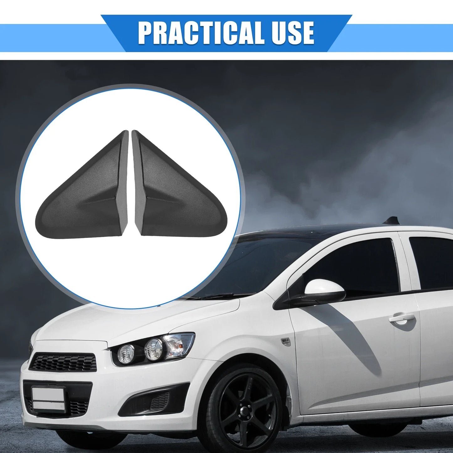 2 x Left Right Mirror Corner Triangle Fender Covers for Chevrolet Sonic (12-20)