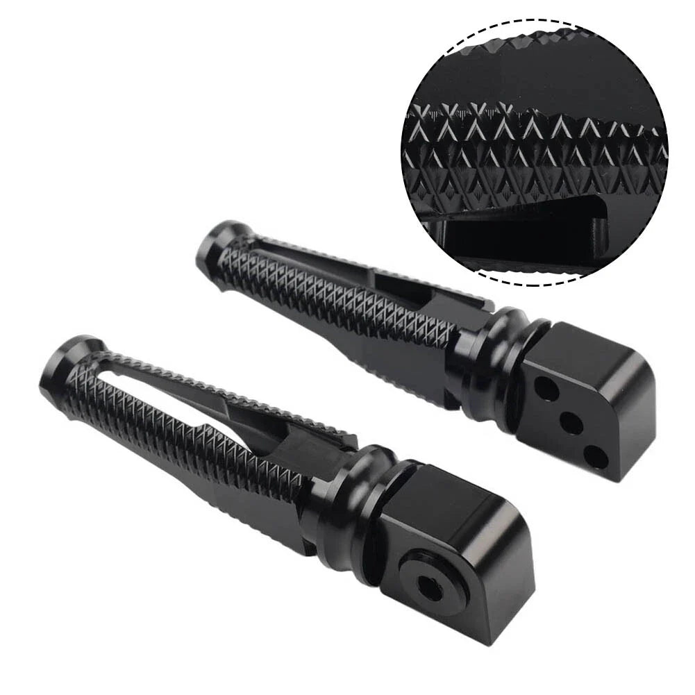 Black Passenger Rear Footrest Pegs for Kawasaki Z300 400 650 900 ZX6R (2015-2023)