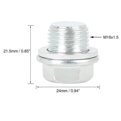 Set of 10 M16x1.5 Metal Oil Pan Drain Cap Screw Bolt Plug with Gasket