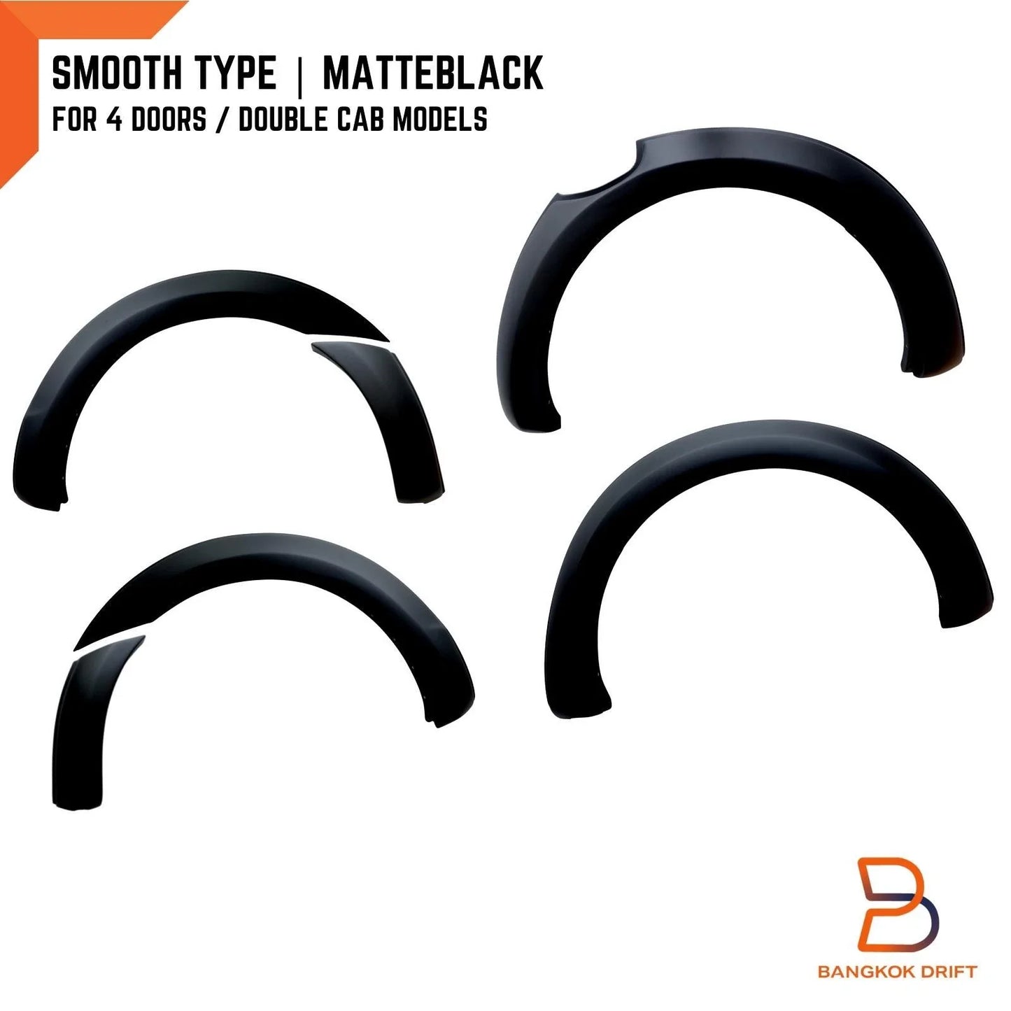 Matte Black Fender Flares for Ford Ranger PX1 T6 XLT XL Wildtrak (2012-2015)