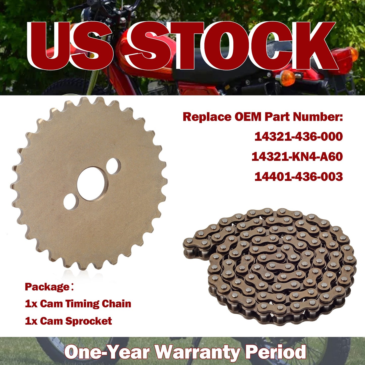 Camshaft Sprocket & Timing Chain Set for Honda CRF100F (2004–2013)