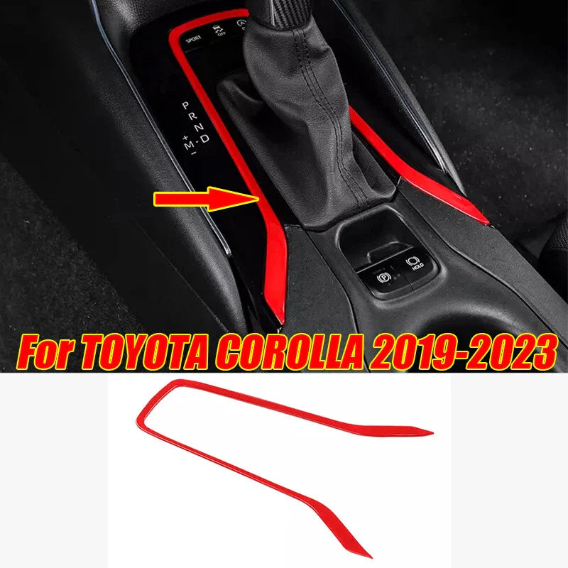 ABS Red Interior Gear Shift Panel Trim Cover Decor for TOYOTA COROLLA (2019–2023)