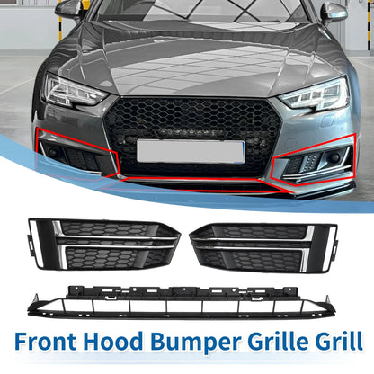 Front Lower Bumper Grille for Audi A4 B9 (2016–2018) Sport Style with Hole