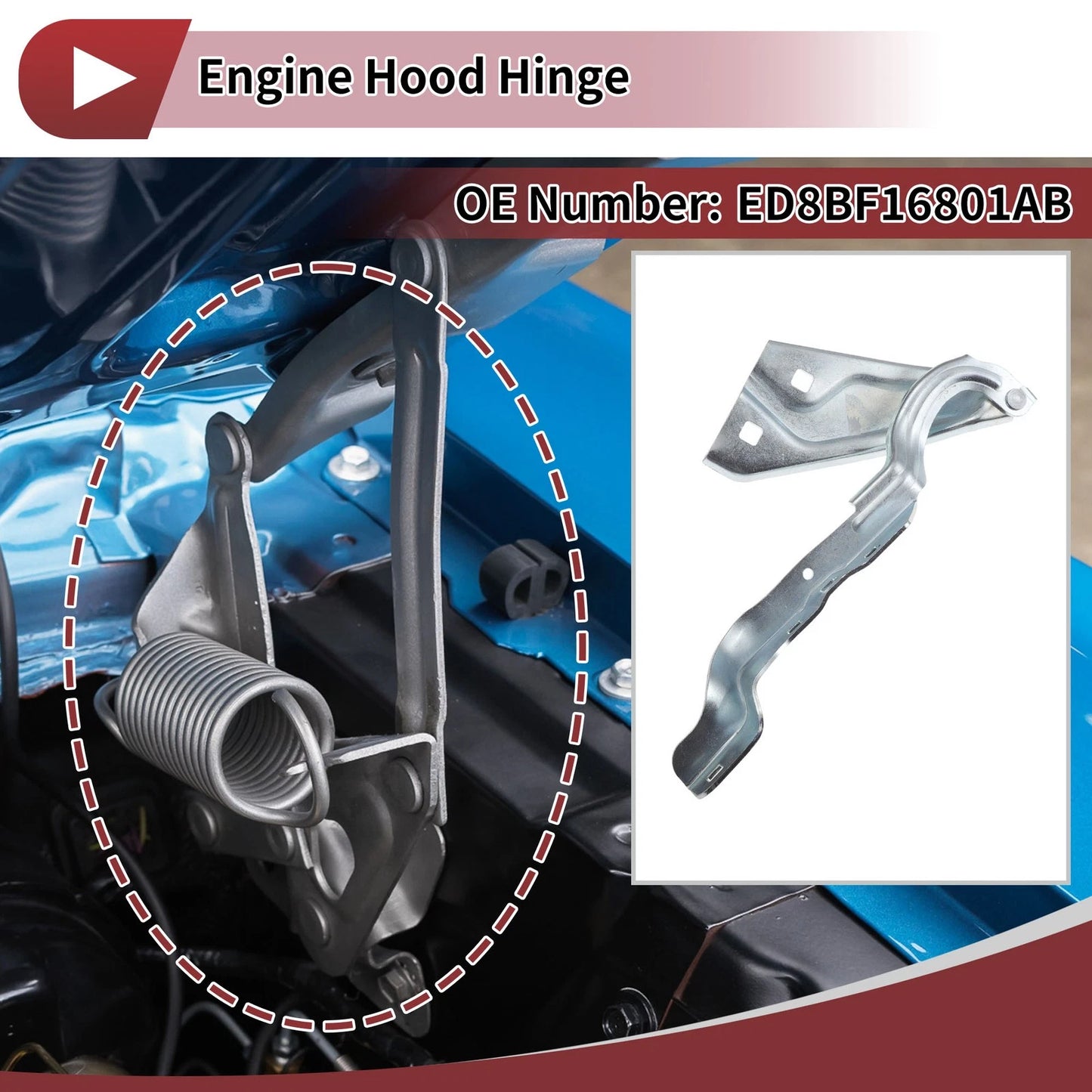 Hood Hinge for Ford Escape (2015–2018) Left Side, Part Number: 1 pcs