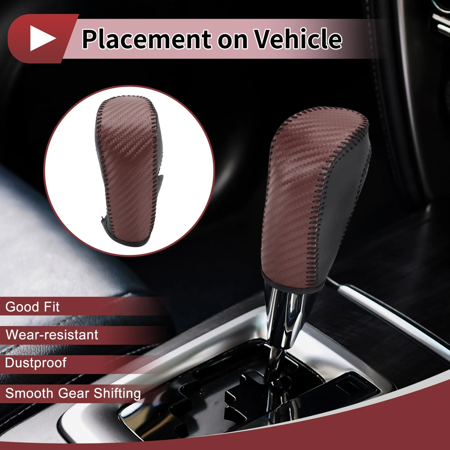 Gear Shift Knob Cover for Ford Fiesta (2009–2012) Brown Faux Leather