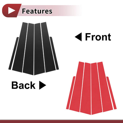 6 Pcs Door Pillar Window Trim for KIA Rio (2006–2011) Black Carbon Fiber