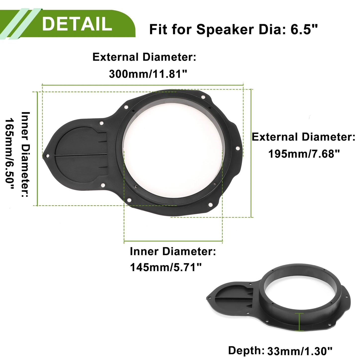 2X Speaker Spacer Ring Adapter for VW Passat (6.5")