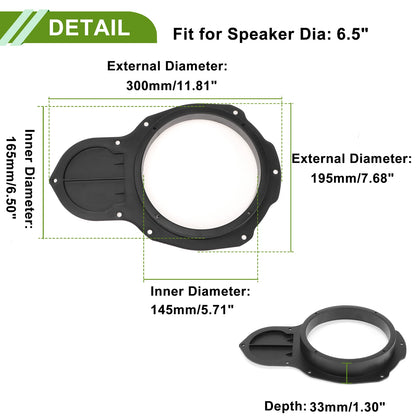 2X Speaker Spacer Ring Adapter for VW Passat (6.5")