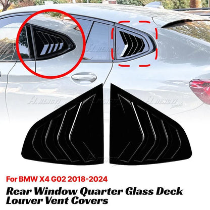 Gloss Black Rear Window Louver Vent Cover for BMW X4 G02 (2018–2024)