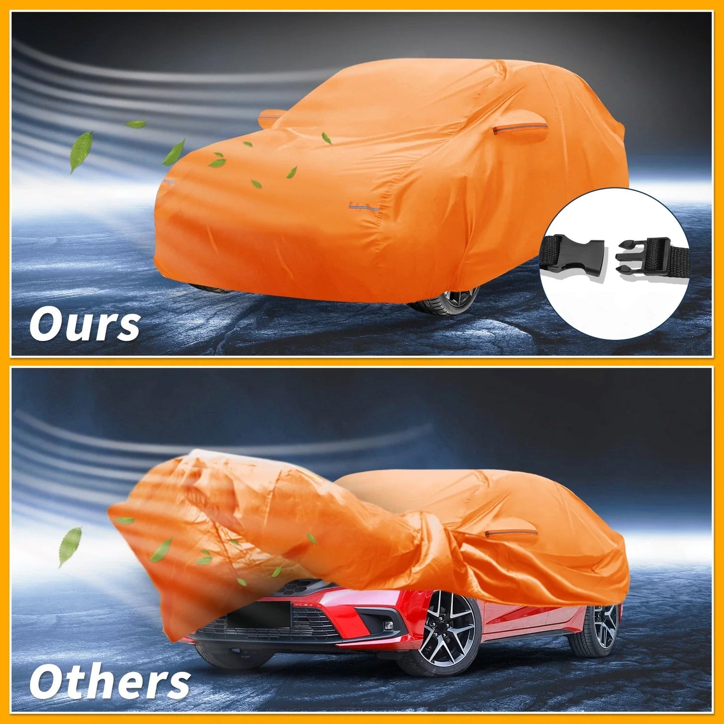 Waterproof All Weather Car Cover for Honda Civic (2016-2023) - Orange 210D-PU