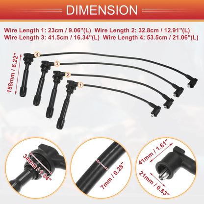 4 x Spark Plug Wire Ignition Coil Cables for Hyundai Elantra (2001-2006)