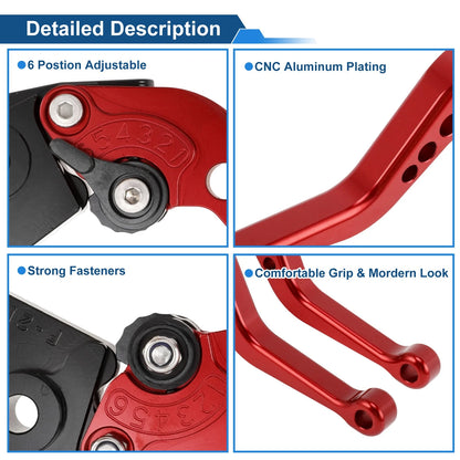 6 Position Adjustable Brake Clutch Leash for Kawasaki Z650 (2017–2023) Solid Red