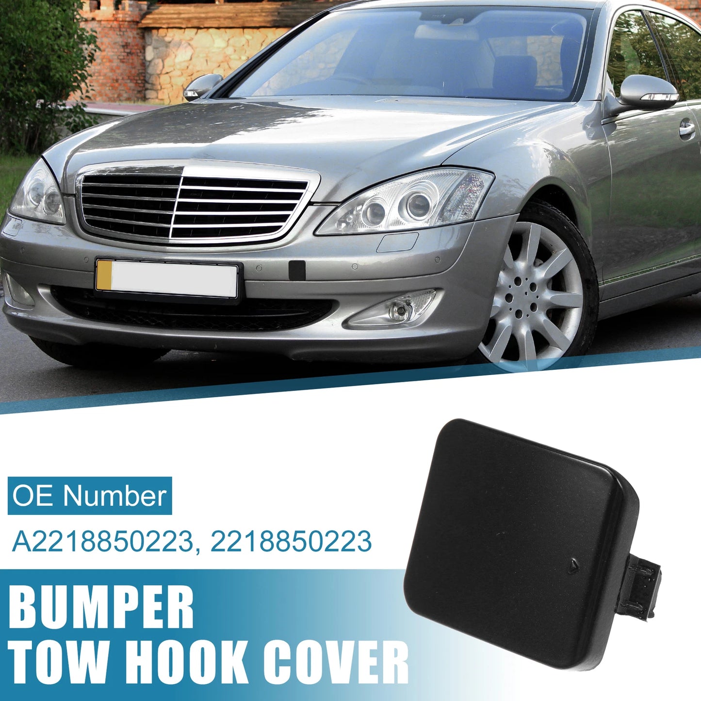 Front Bumper Tow Hook Cover A2218850223 for Mercedes-Benz W221 (2007–2009) Gloss Black