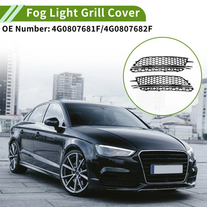 1 Pair Fog Light Grills for Audi A6 C7 (2011–2018) Black Silver Honeycomb