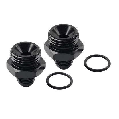 Black Aluminum AN6 Flare to 6AN ORB Male Fitting Adapter w/ O-Rings