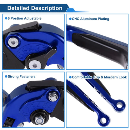 Short Long Brake Clutch Levers for Kawasaki ZZR600 (2005–2009) Blue Black