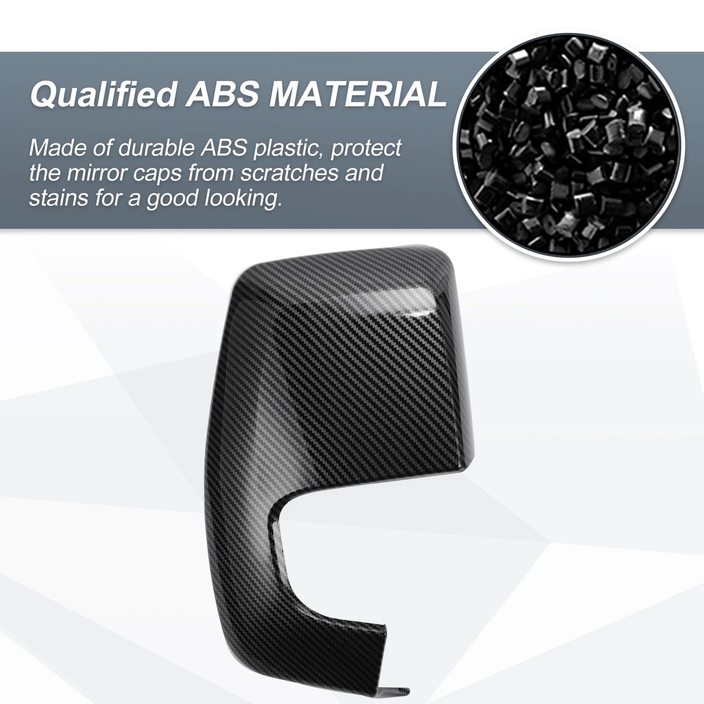 Set of 2 Rearview Mirror Cover Caps Black Carbon Fiber for Ford Transit Custom (2014–2023)