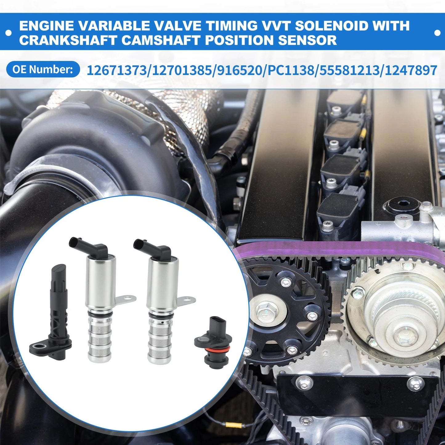 VVT Solenoid & CKP Sensor for Chevy Cruze (2011–2019) 12671373