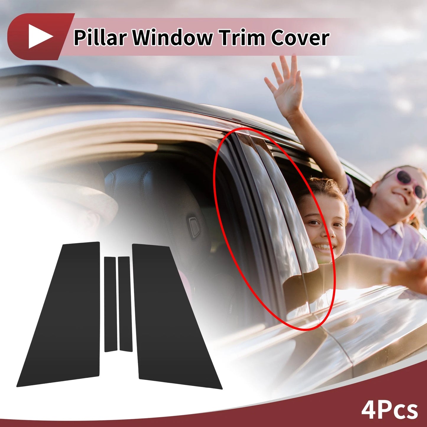 Door Pillar Window Trim for BMW 8-Series (2010–2015) Black