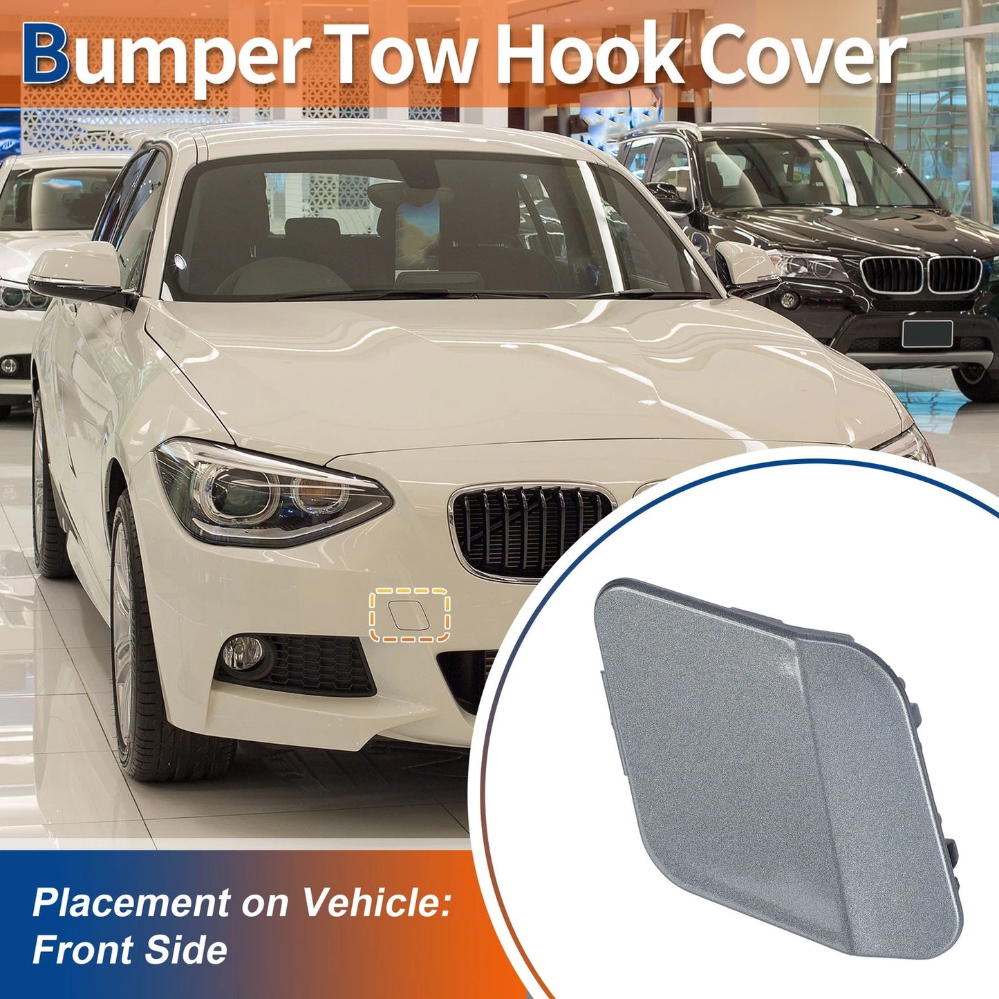 Front Tow Hook Cover for BMW 114i (2012–2014) No. 51118053828 Mineral Grey