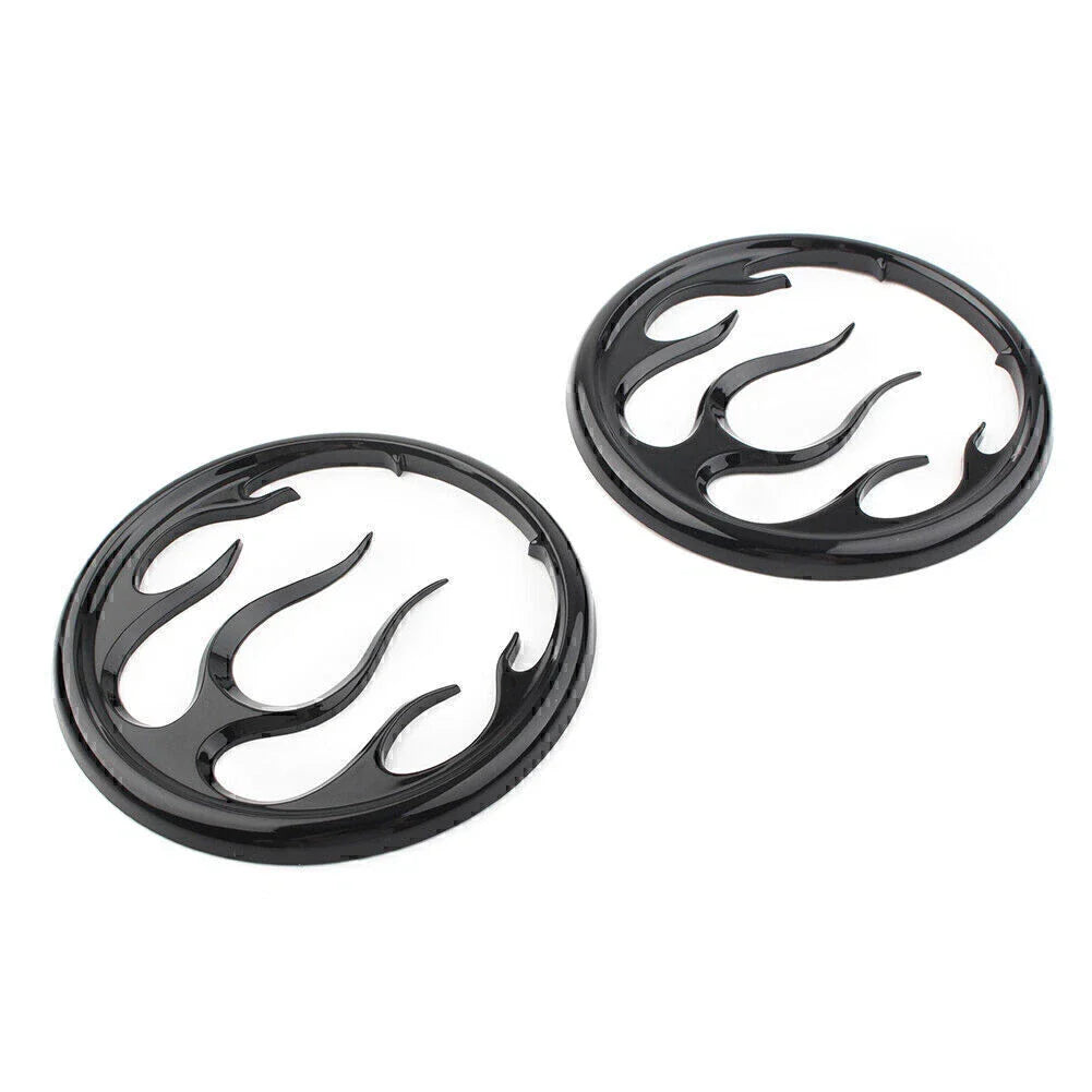 Black Flame Speaker Grill Accent Trim Cover for Harley Electra Glide (2009-2023)