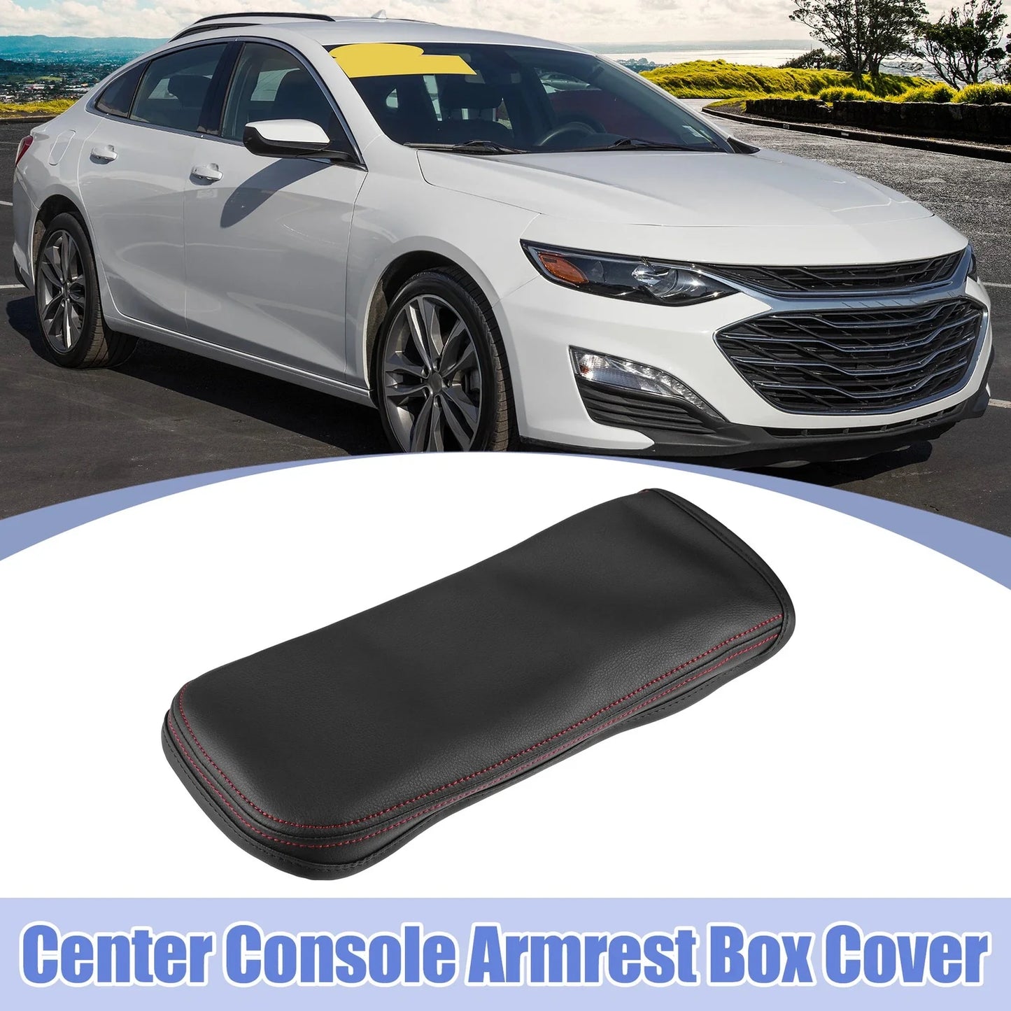 Car Center Console Armrest Box Cover for Chevrolet Malibu (2016-2023) Black Red