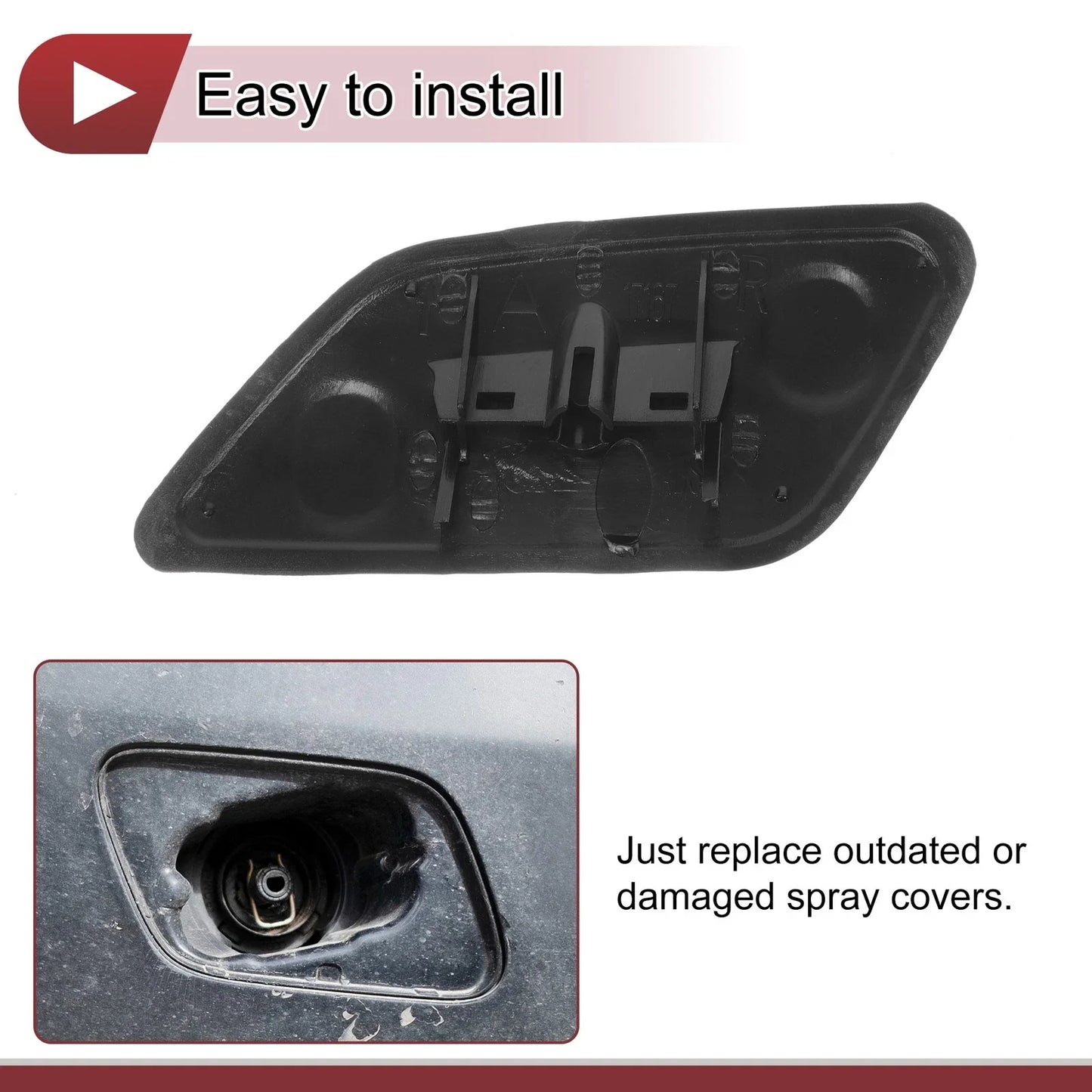 Front Right Washer Nozzle Cover for Honda Odyssey (2009-2014) Black 1 x Cap